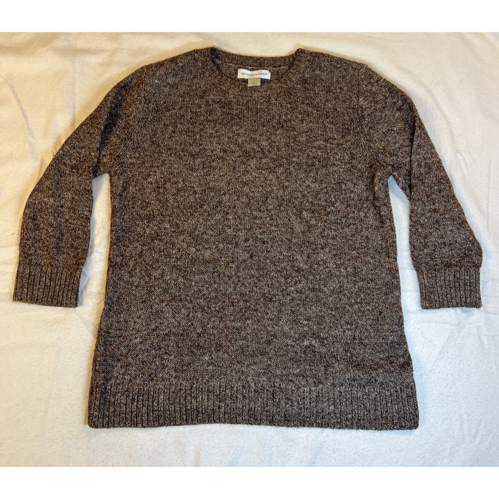 Christopher & Banks Brown 3/4 Sleeve Pullover‎ Sweater Women's Sz Small Clean